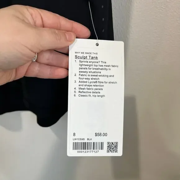 Lululemon Sculpt Tank UNC North Carolina Logo Athletic Training Top Sz 8 - Picture 3 of 7